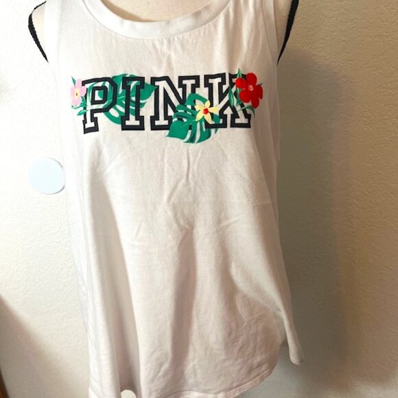 Pink Athletic Bundle of 2 Tanks-Pink and White- Size L - Picture 2 of 9